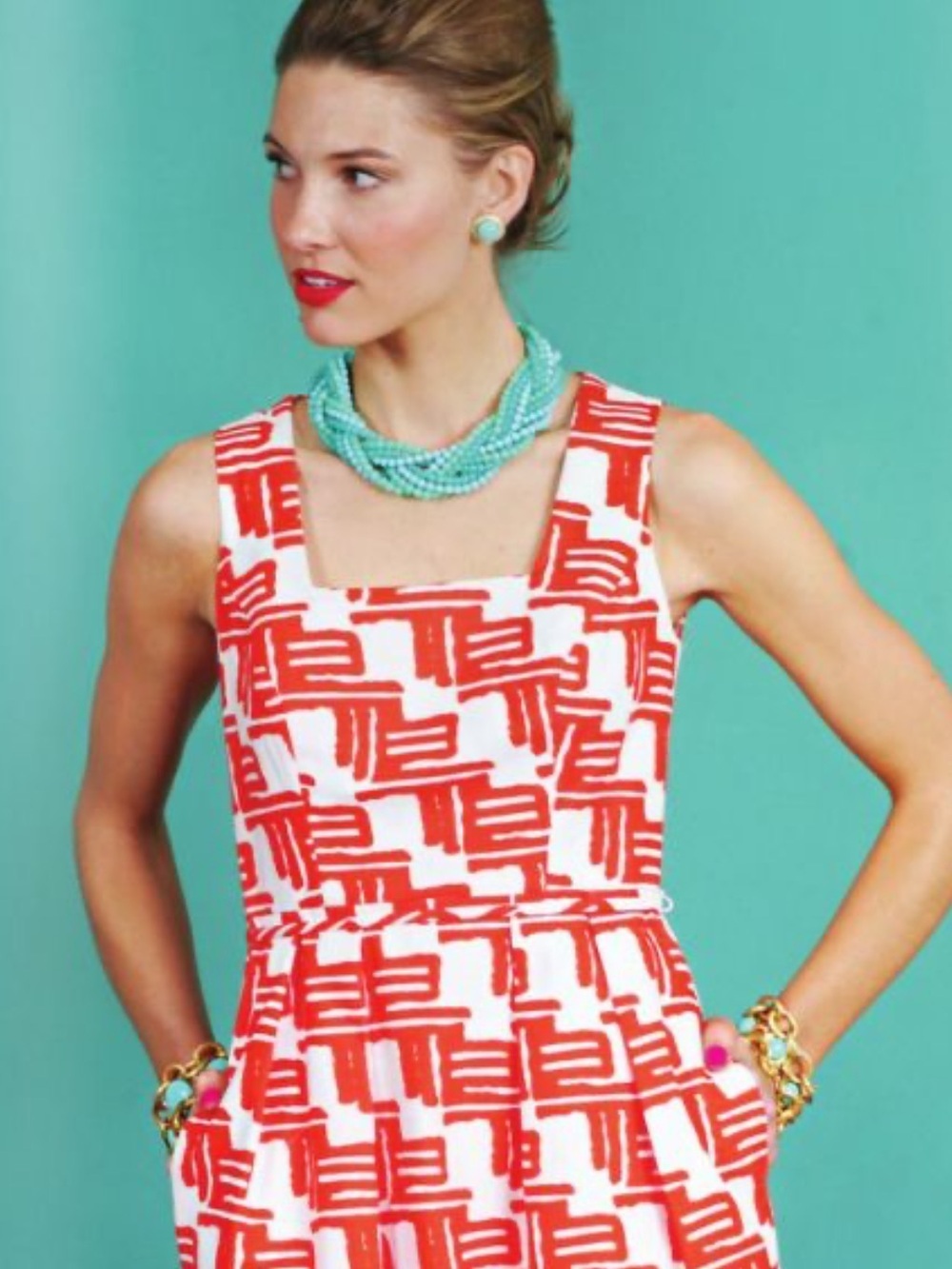 Shoshanna citrus tribal Sleeveless Fit & Flare Dress 10 summer